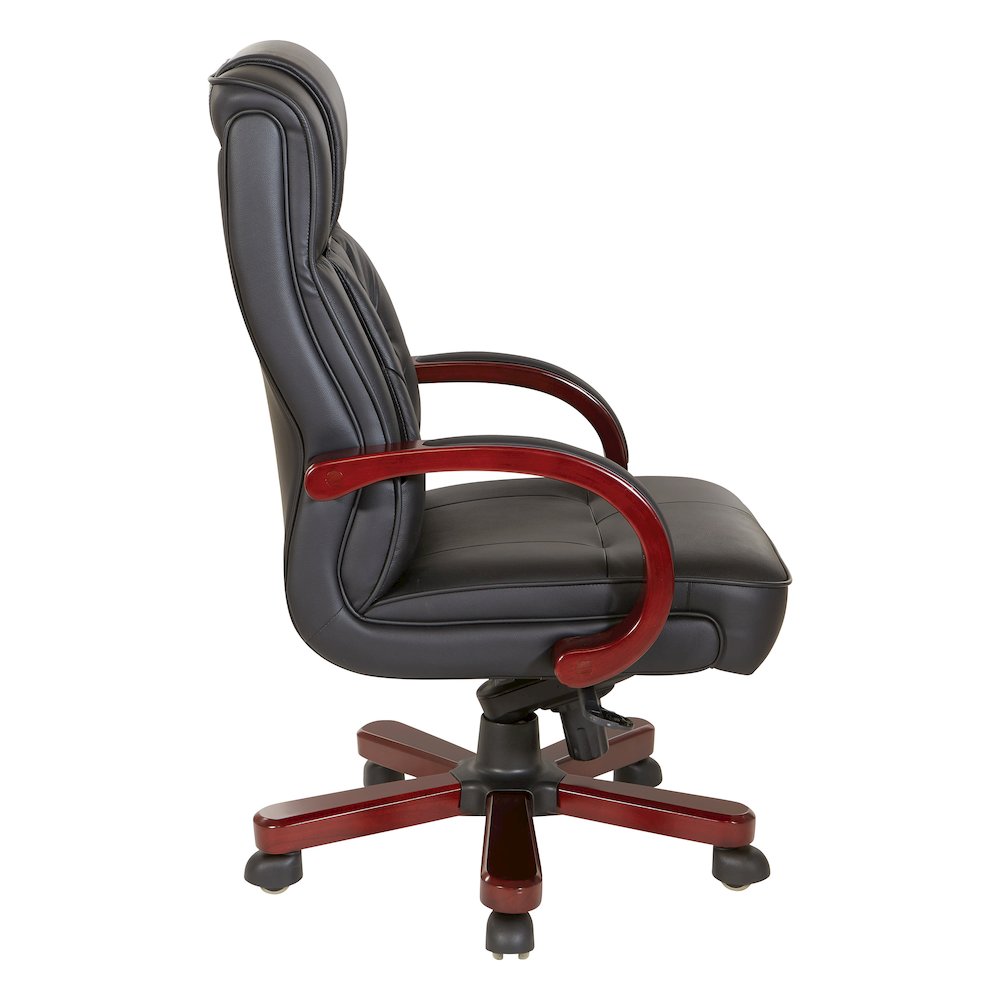 Leather Executive Chair with Royal Cherry Base and Dual Wheel Carpet Casters