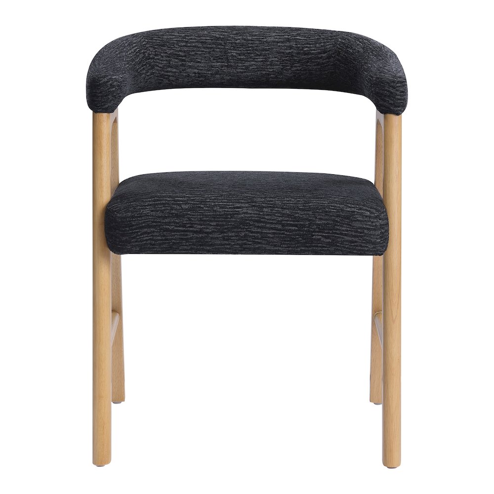 Kayley Dining Chair in Black Fabric with Natural Wood Finish 2-Pack