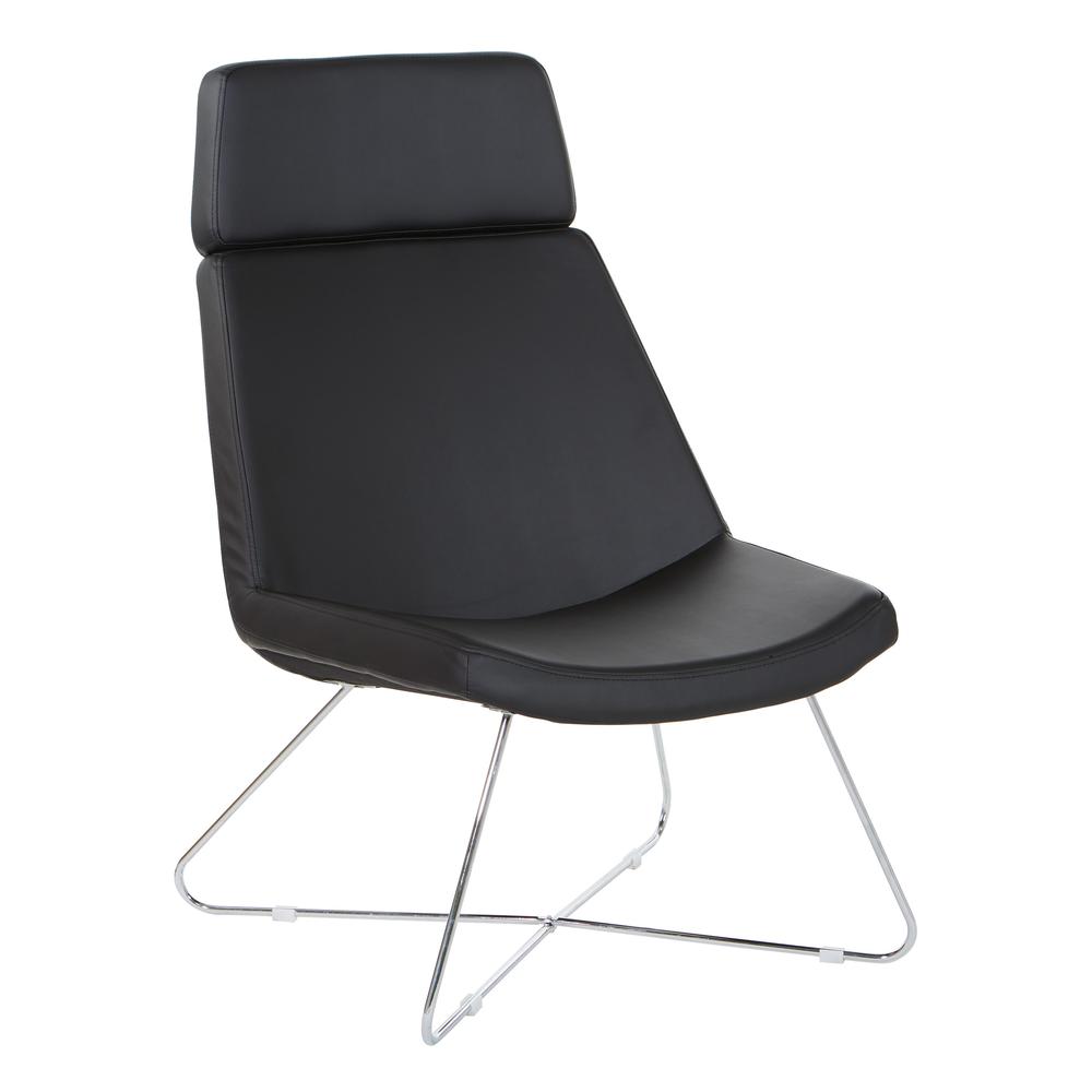 Geena Guest Chair in Dillon Black with Chrome Sled Base
