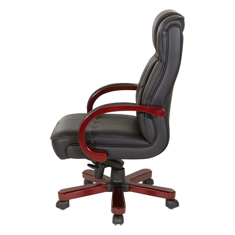 Leather Executive Chair with Royal Cherry Base and Dual Wheel Carpet Casters