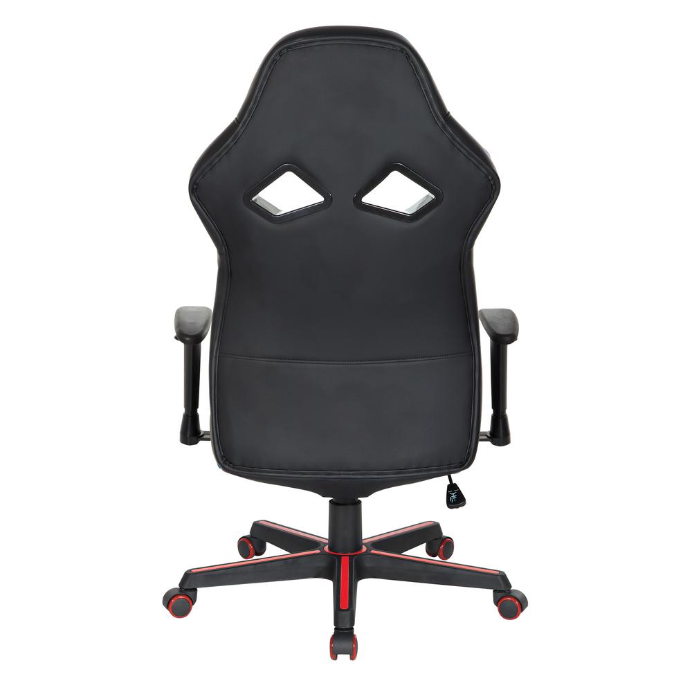 Vapor Gaming Chair in Black Faux Leather with Red Accents