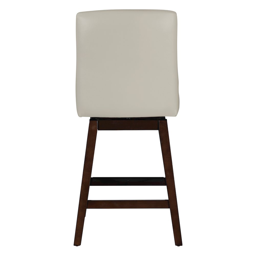 Allingham 27″ Swivel Counter Stool with Dark Walnut Legs in Cream Faux Leather