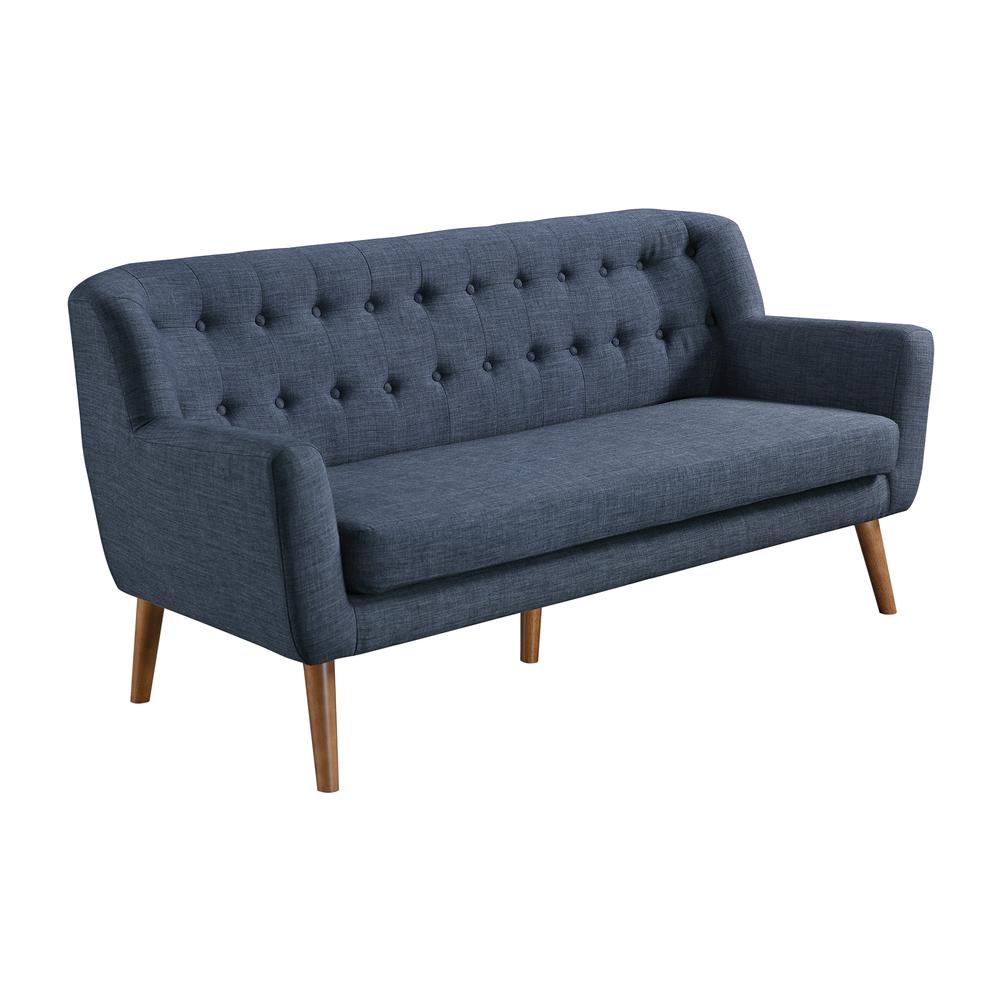 Mill Lane Mid-Century Modern 68” Tufted Sofa in Navy Fabric
