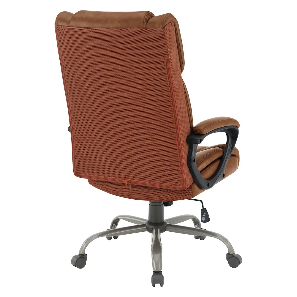High-Back in Saddle Faux Leather Executive Chair with Padded Arms