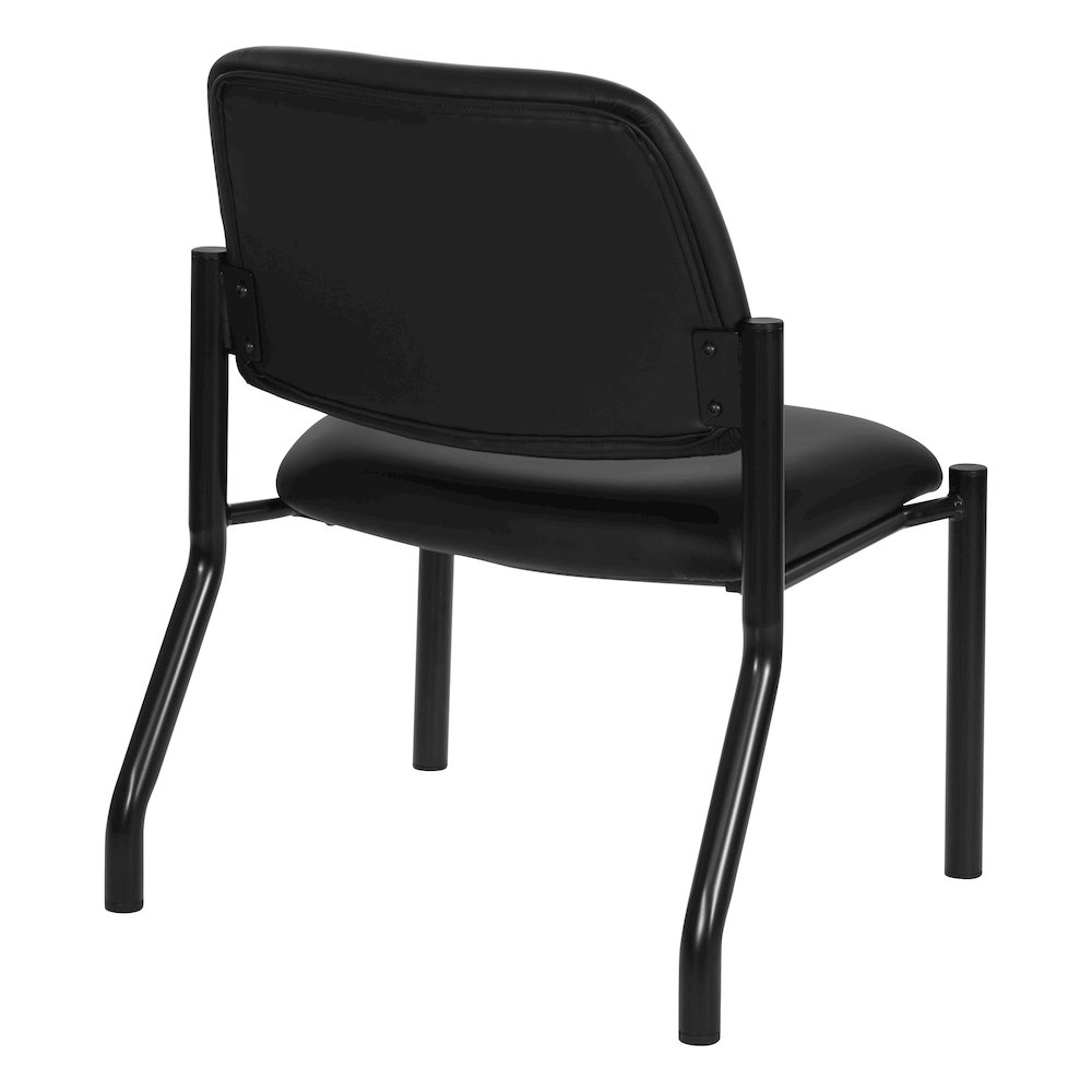 Big & Tall Armless Guest Chair in Black Faux Leather with Black Metal Frame