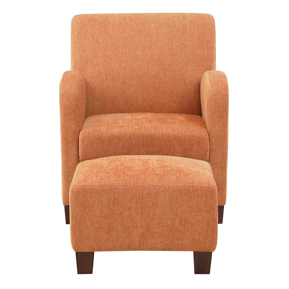 Aiden Chair & Ottoman Herringbone Orange with Medium Espresso Legs