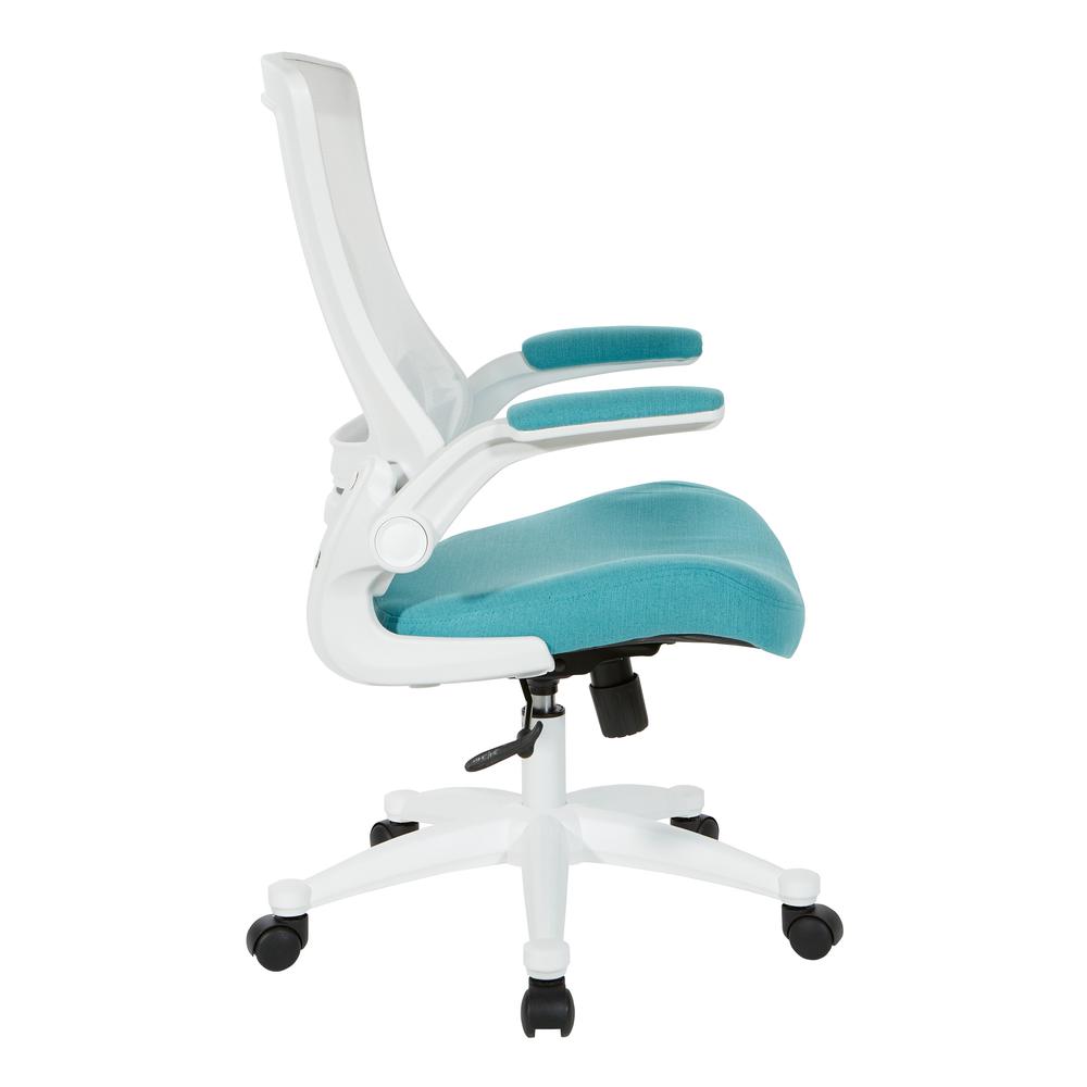 White Screen Back Manager’s Chair in White Turquoise Fabric
