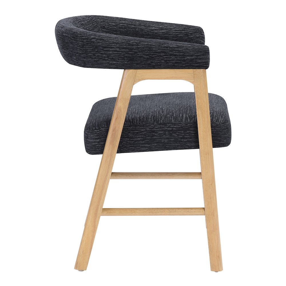 Kayley Dining Chair in Black Fabric with Natural Wood Finish 2-Pack
