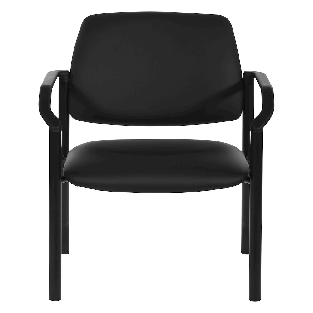 Big & Tall Guest Chair in Dillon Black Fabric with PU Arms and Black Metal Frame