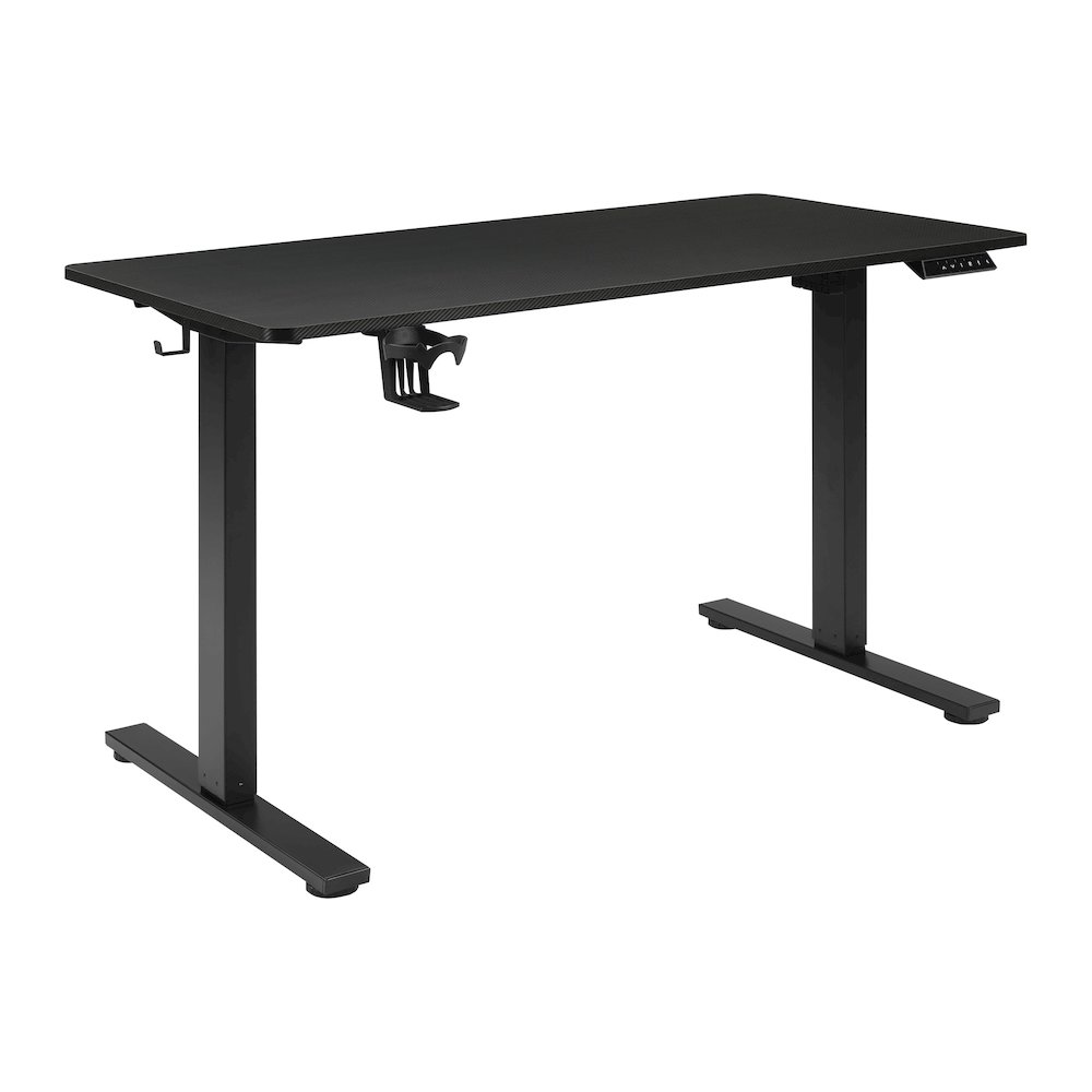 Primo 48″ Electric Height Adjustable Gaming Desk in Black Carbon Fiber Finish
