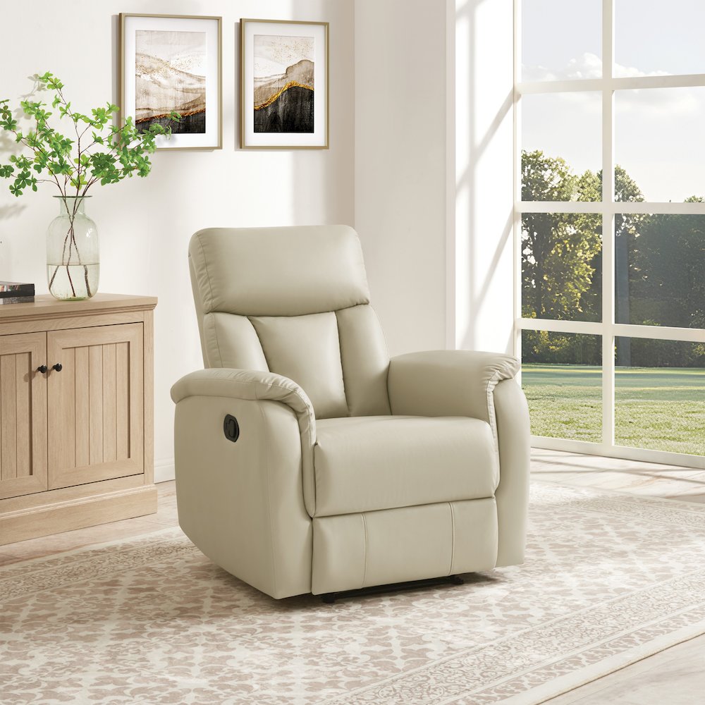 Carillo Pushback Recliner in Taupe Faux Leather