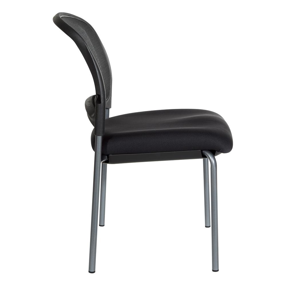 Titanium Finish Black Visitors Chair with ProGrid® Back and Straight Legs. Black Fabric Padded Seat with ProGrid® Back. Sturdy Titanium Finish Straight Legs.