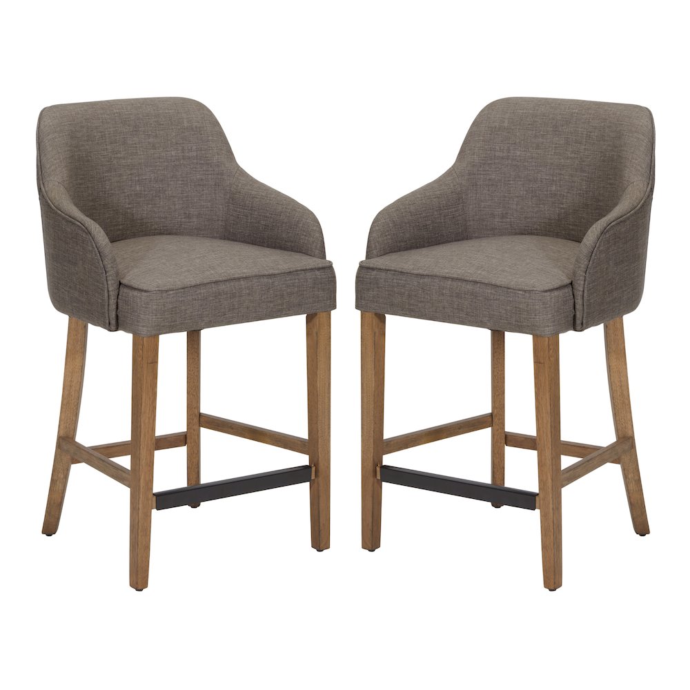 Paloma 26″ Counter Stool in Cement Fabric Fabric with Medium Oak Legs 2-Pack