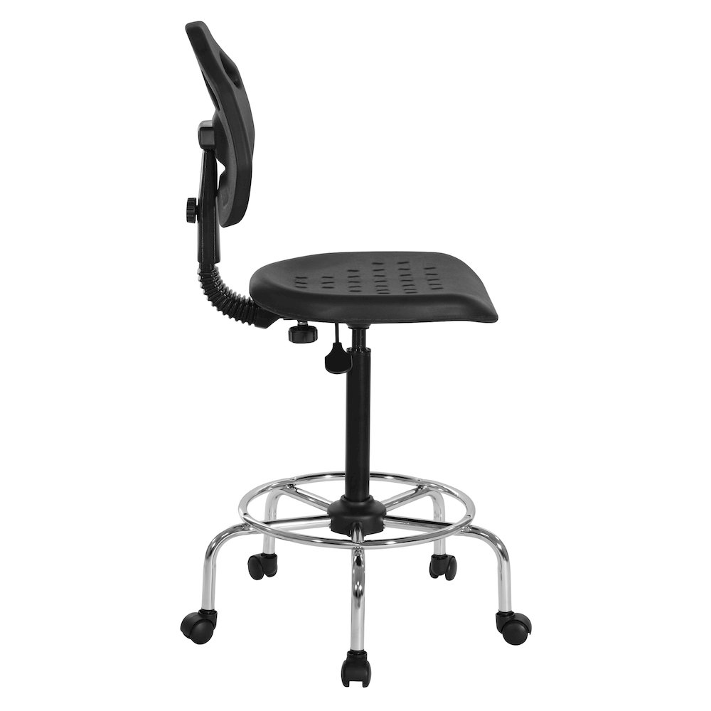 Black Self Skinned Urethane Intermediate Drafting Chair In Chrome Base