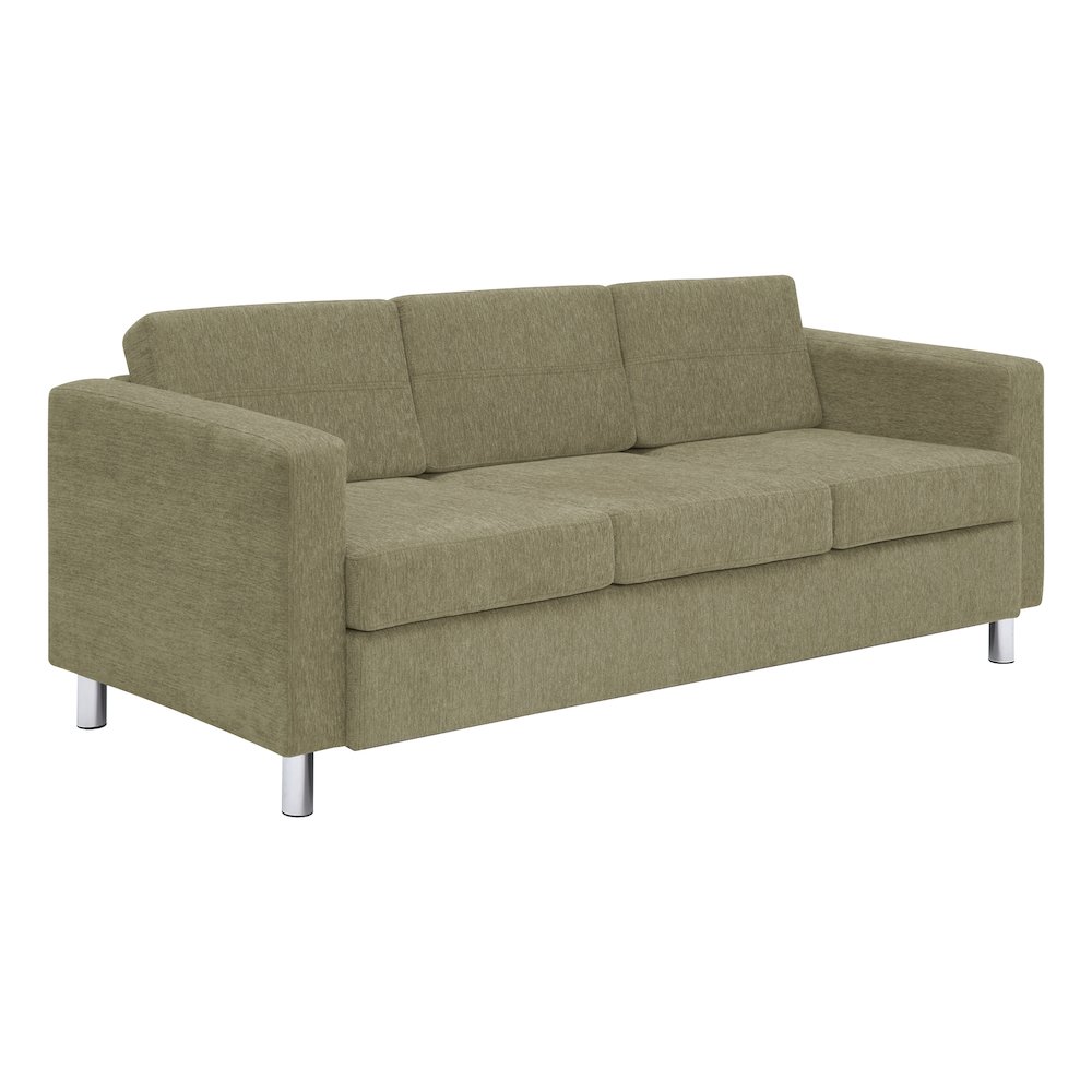Pacific Sofa in Sea Green Fabric with Chrome Legs