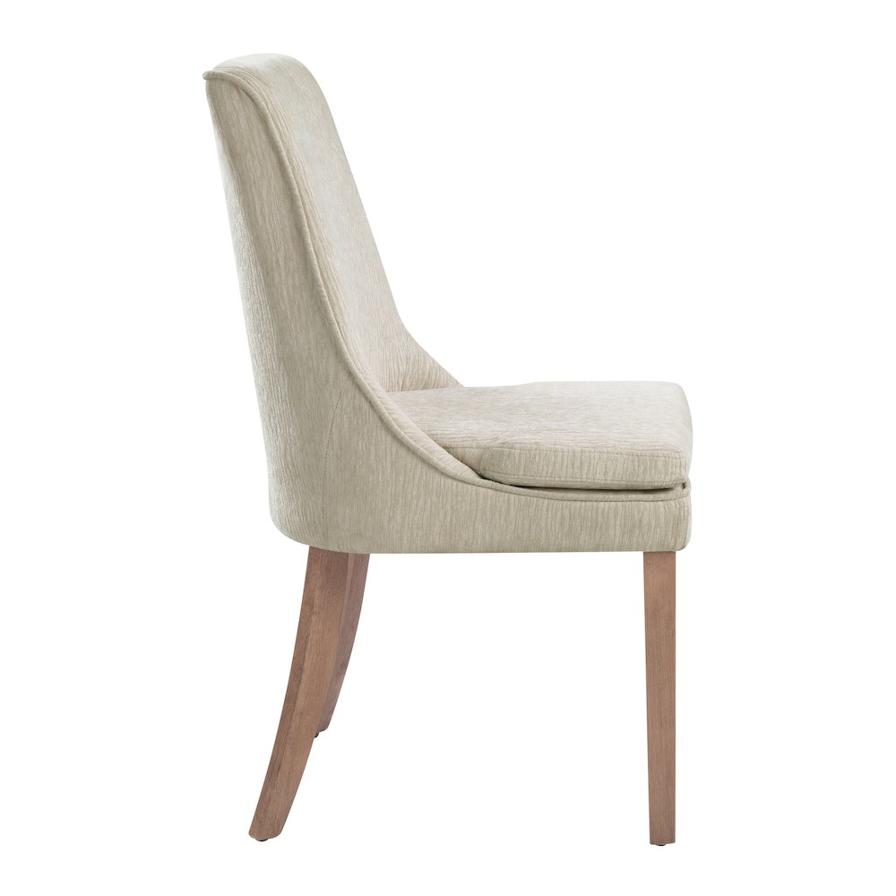Genna Dining Chair in Cream Fabric with Oak Finished legs.
