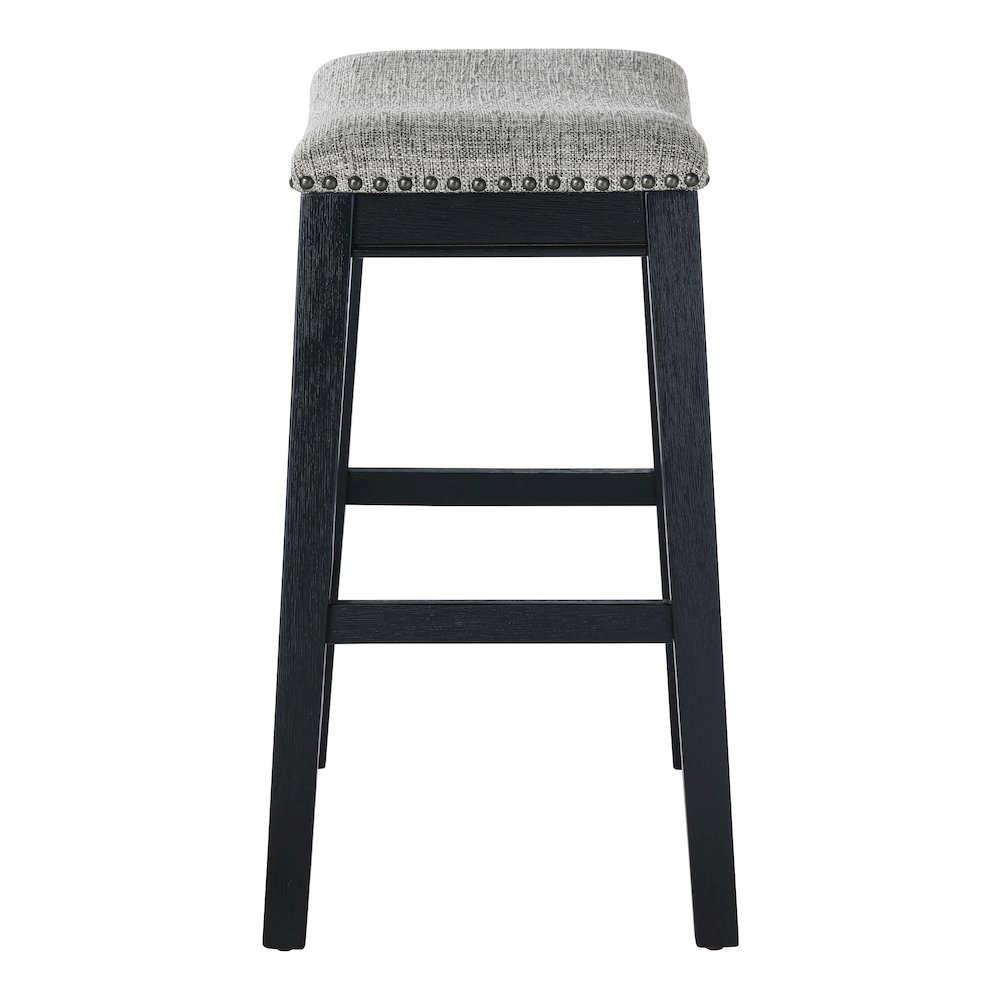 Saddle Stool 24″ in Graphite Fabric With Black Wood Finish 2-Pack