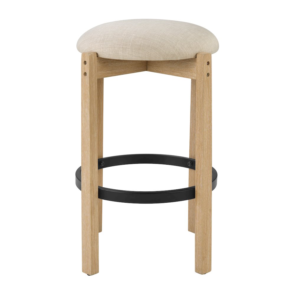 Melissa 26″ Counter Stools 2-Pack With Cream Fabric Seat and Natural Finish Wood