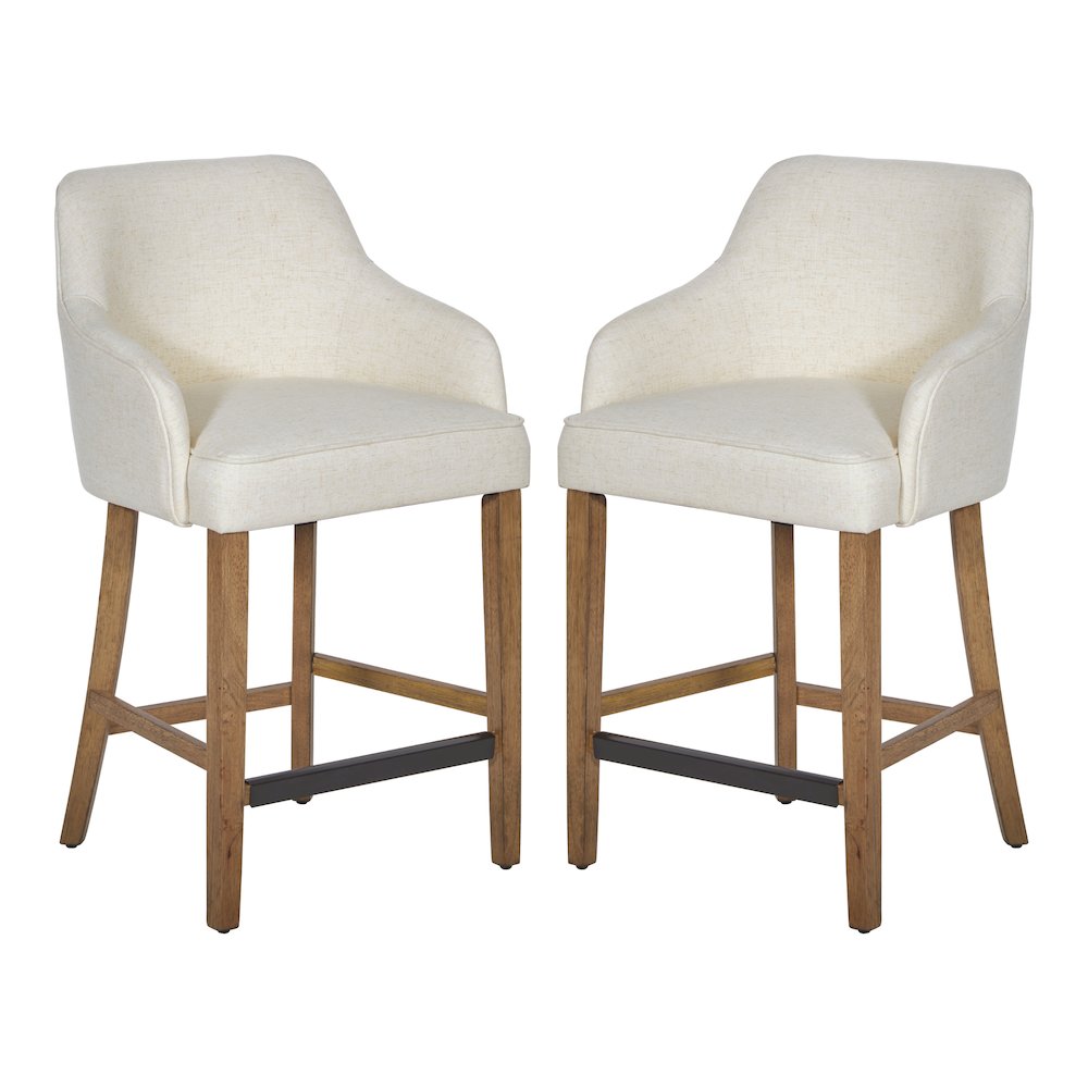 Paloma 26″ Counter Stool in Linen Fabric with Medium Oak Legs 2-Pack
