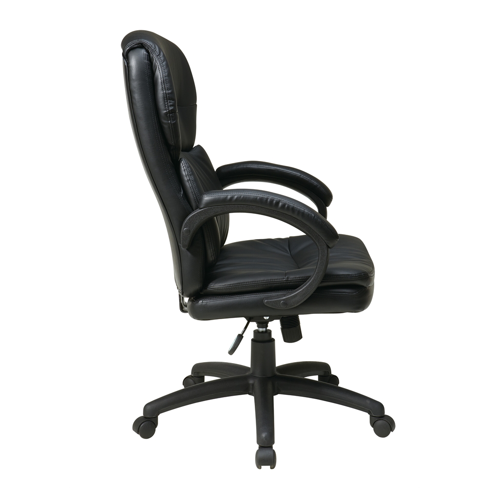 High Back Black Bonded Leather Executive Chair with Padded Arms