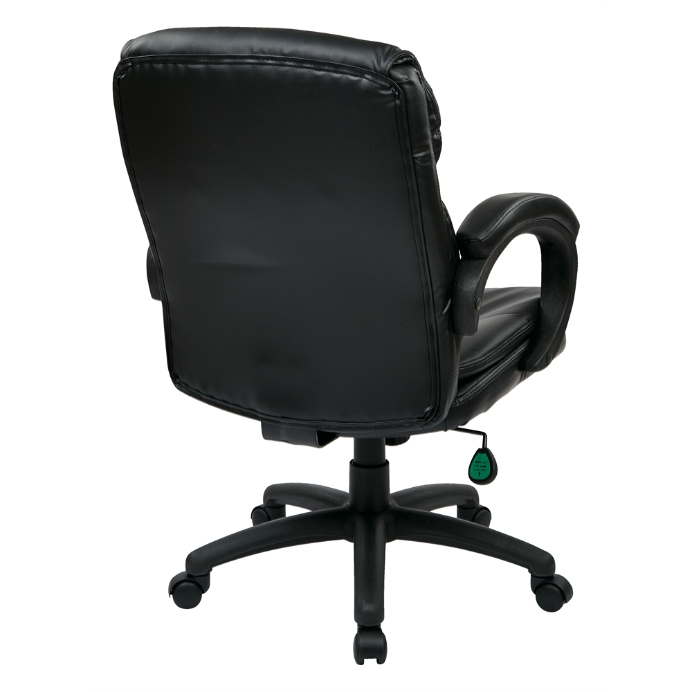 Mid Back Black Bonded Leather Executive Chair with Padded Arms