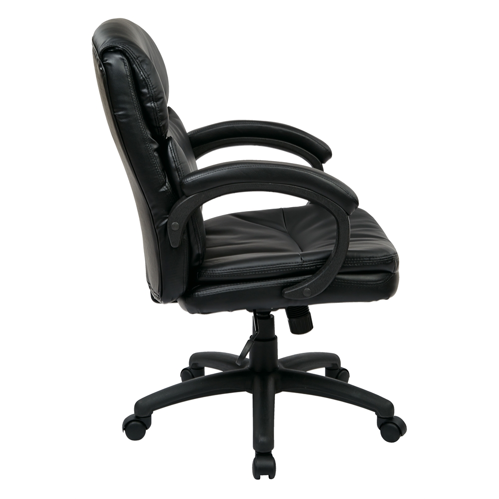 Mid Back Black Bonded Leather Executive Chair with Padded Arms