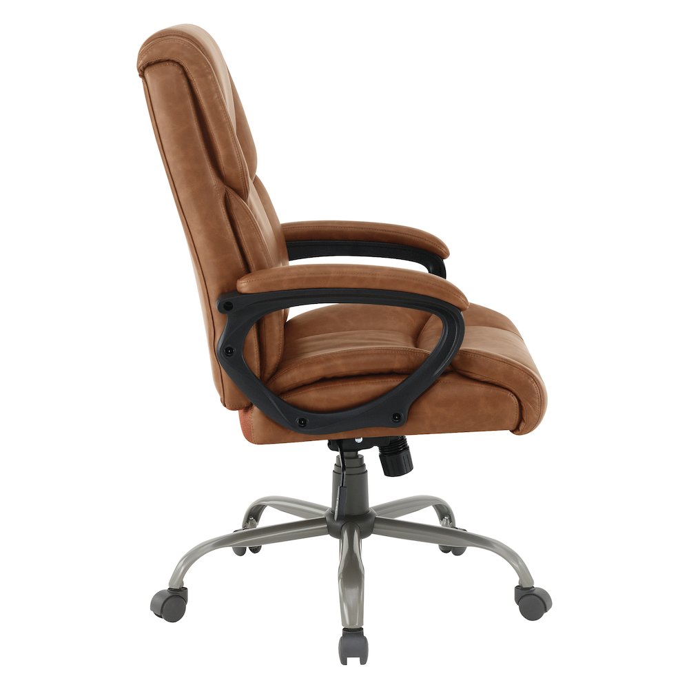 Mid-Back in Saddle Faux Leather Executive Chair with Padded Arms