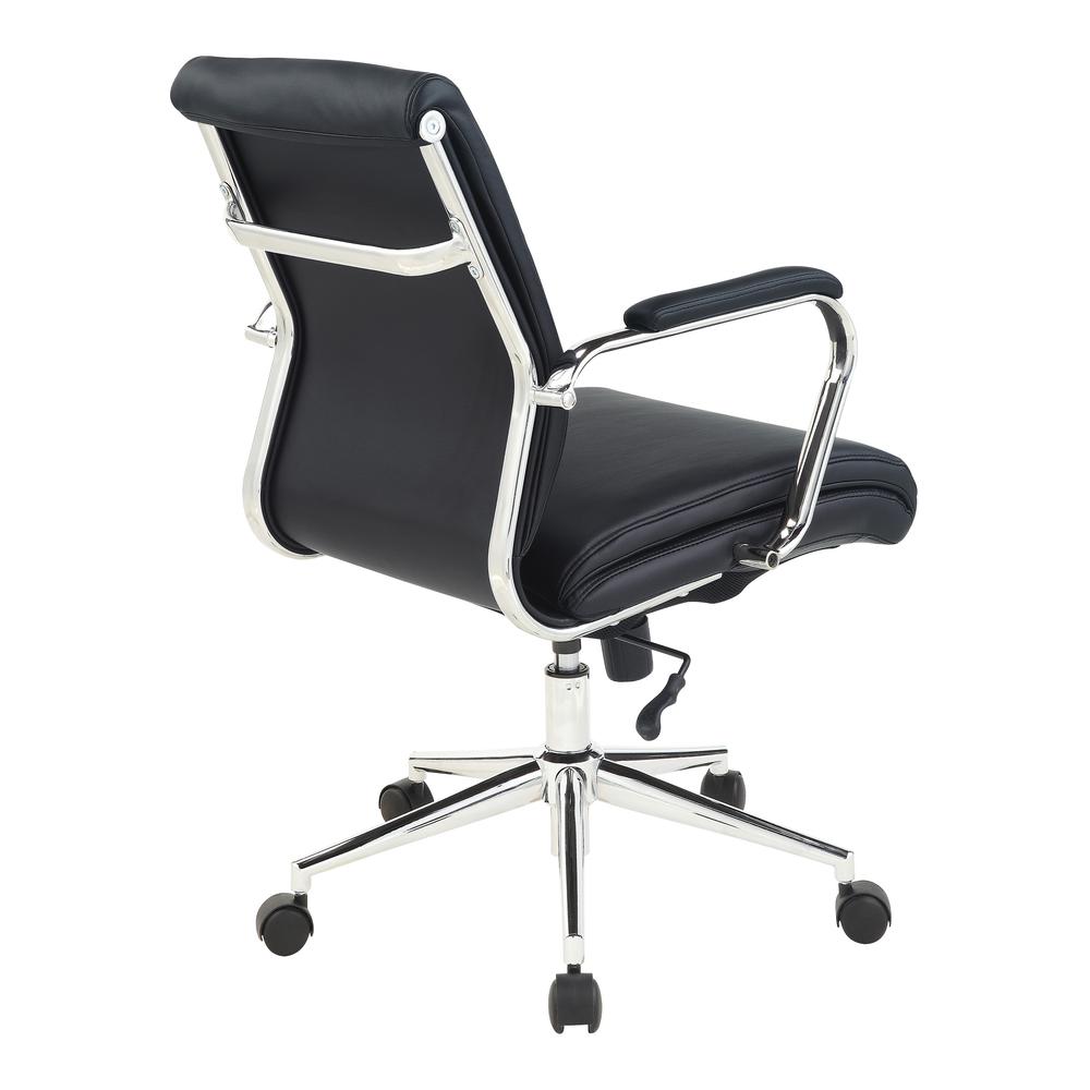Mid Back Manager’s Chair with Dillon Black Antimicrobial Fabric and Chrome Base