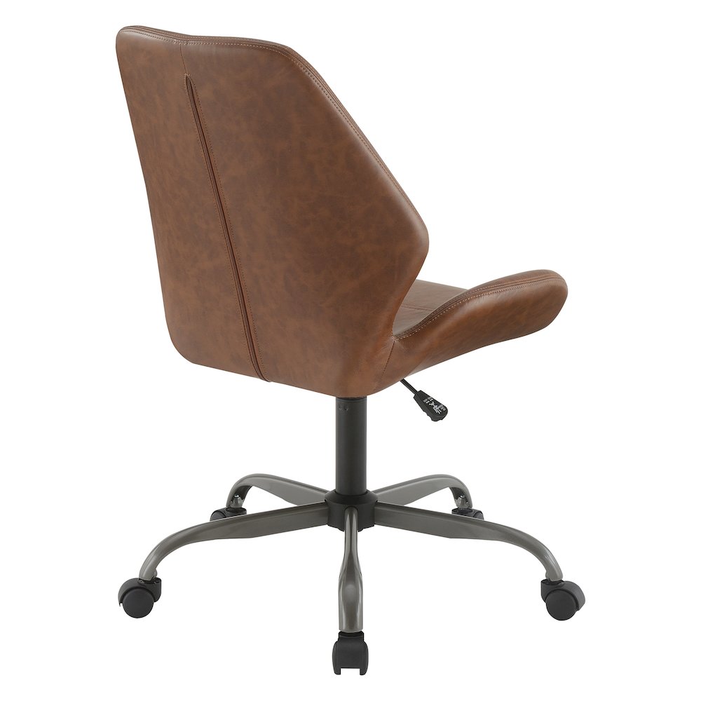 Topanga Office Chair in Saddle Faux Leather and Titanium Finish Base