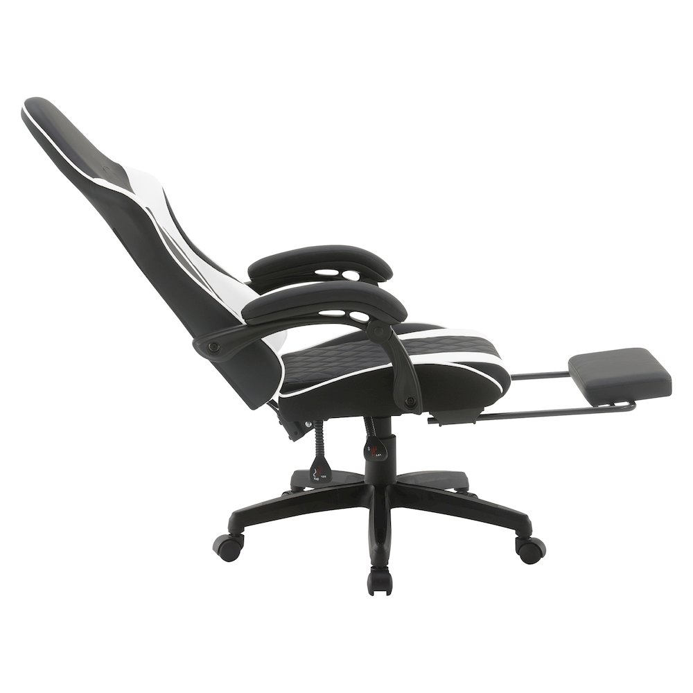 Expanse Gaming Chair  With Footrest in White Fabric