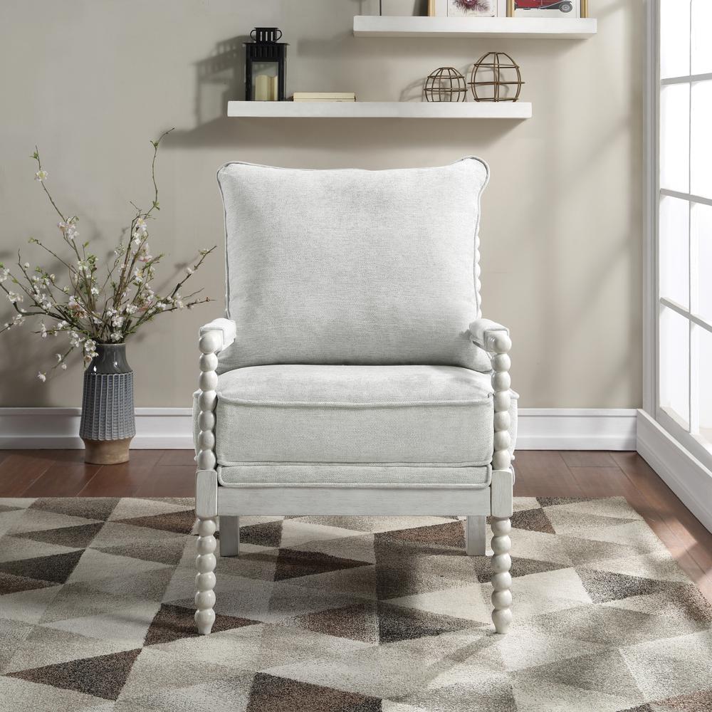 Kaylee Spindle Chair in Smoke Fabric with White Frame