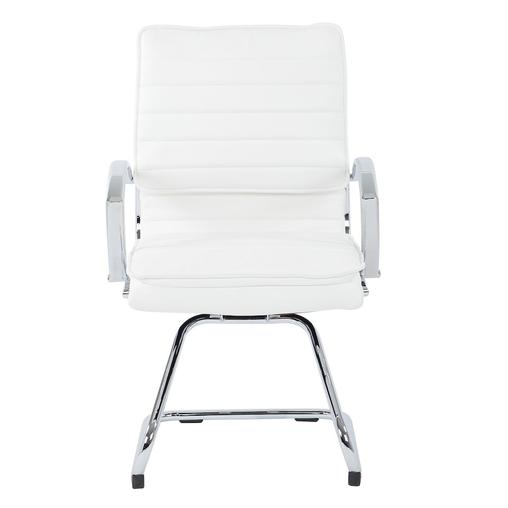 Guest Faux Leather Chair with Chrome Base and Includes Removable Arm Sleeves