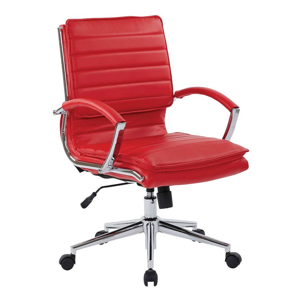 Mid-Back Manager’s Faux Leather Chair with Chrome Base