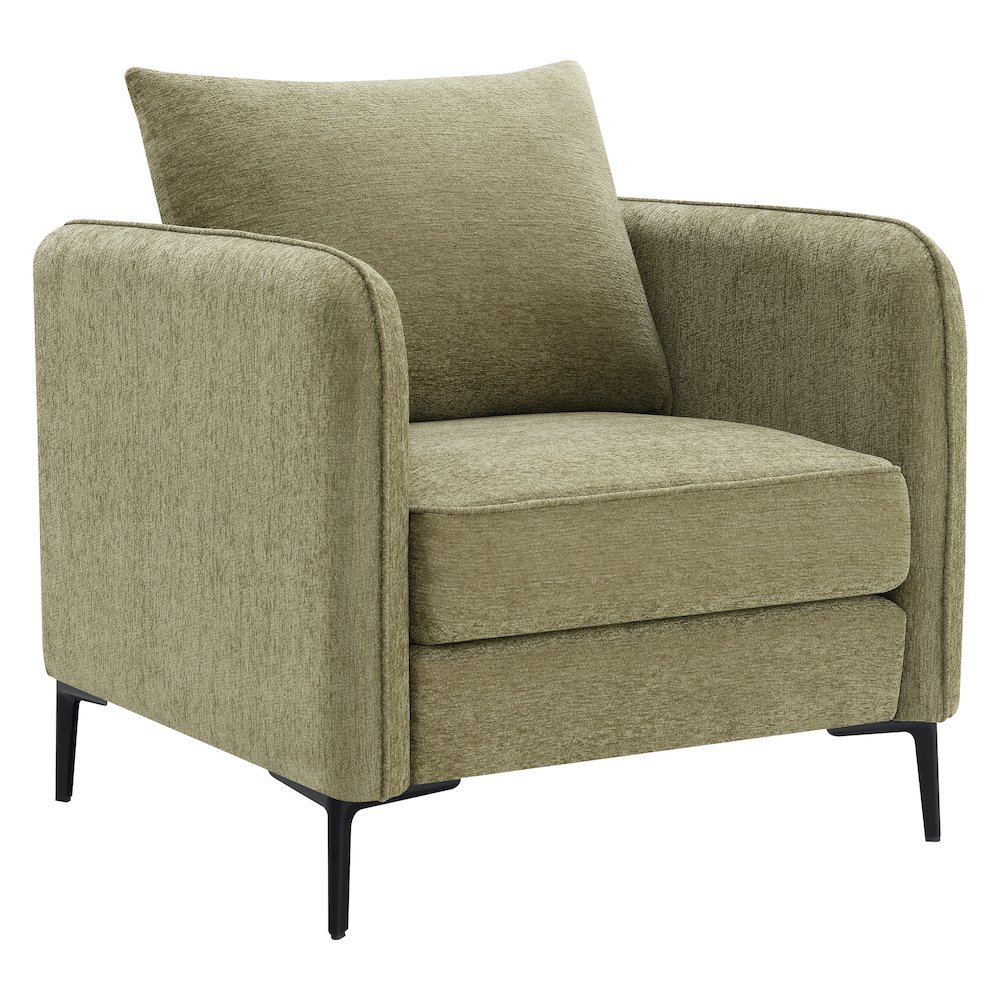 Newhaven Accent Chair in Sea Green Fabric with Black Metal Legs
