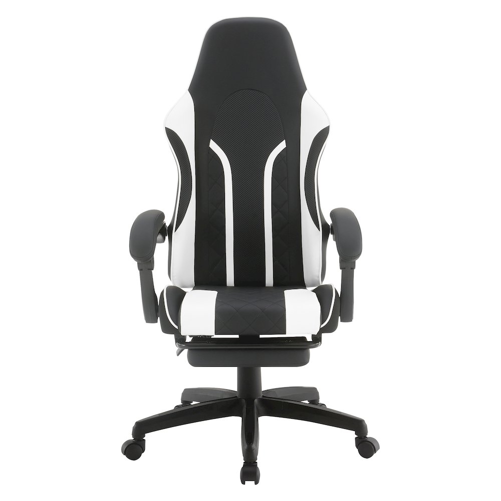 Expanse Gaming Chair  With Footrest in White Fabric