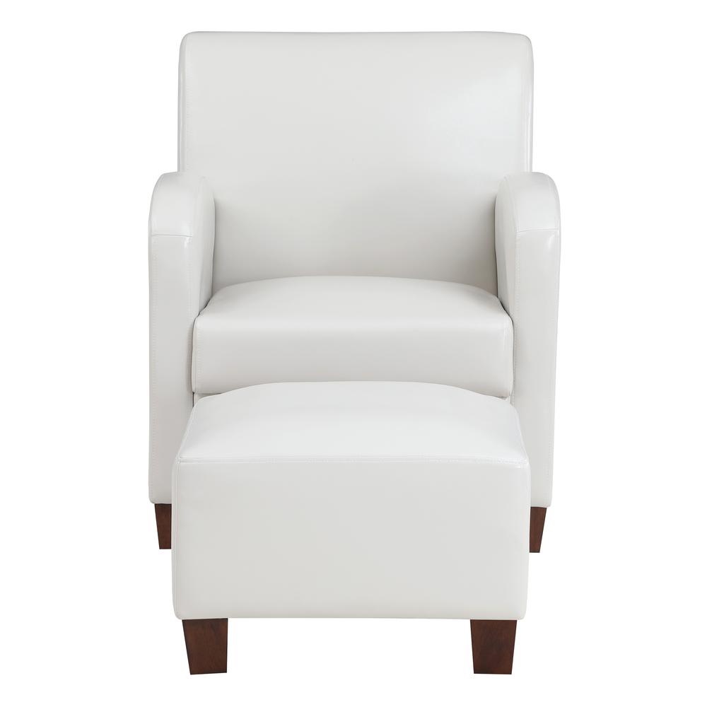 Aiden Chair & Ottoman Cream Faux Leather with Medium Espresso Legs