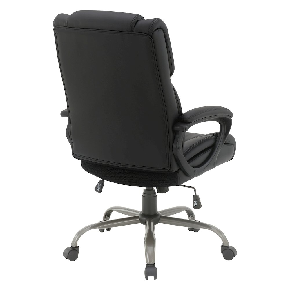 Mid-Back in Black Faux Leather Executive Chair with Padded Arms