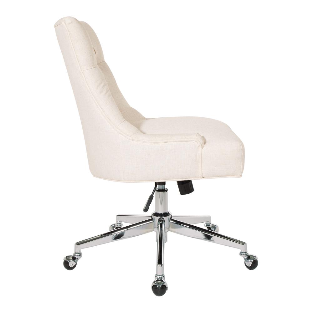 Amelia Office Chair in Linen Fabric with Chrome Base