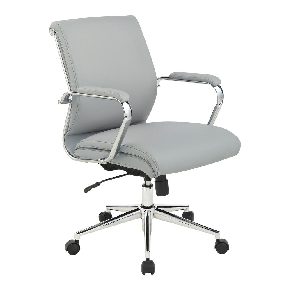 Mid Back Manager’s Chair with Dillon Steel Antimicrobial Fabric and Chrome Base