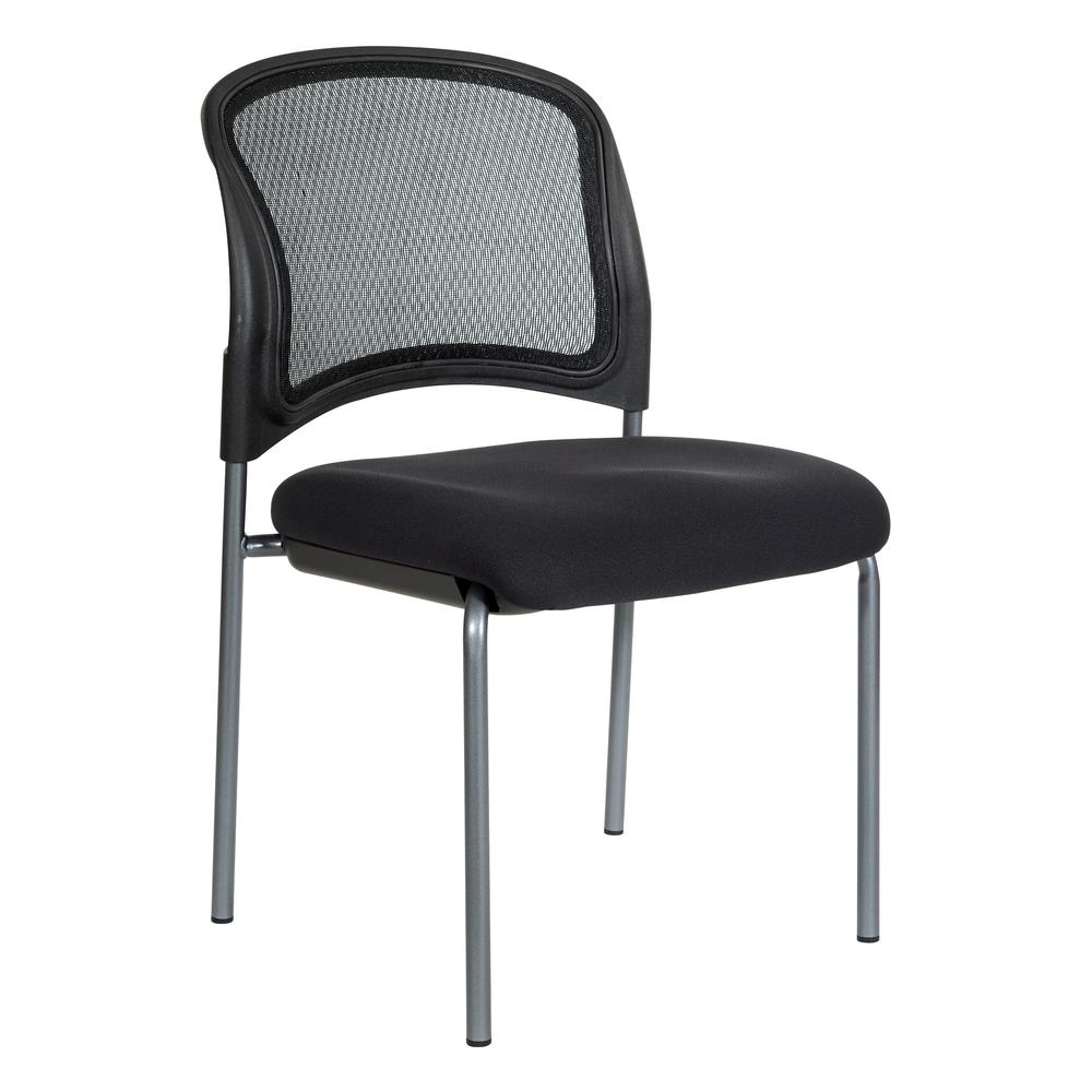 Titanium Finish Black Visitors Chair with ProGrid® Back and Straight Legs. Black Fabric Padded Seat with ProGrid® Back. Sturdy Titanium Finish Straight Legs.