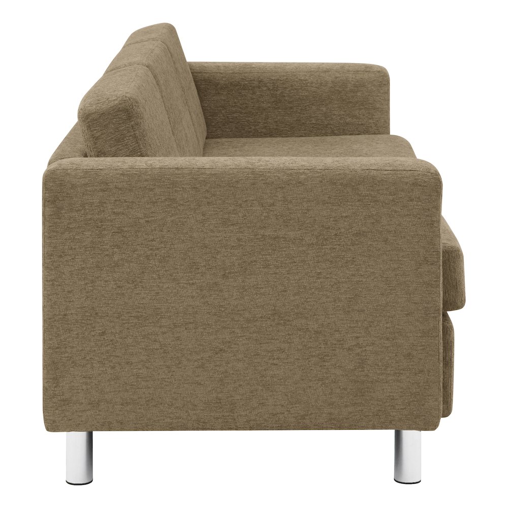 Pacific Sofa in Taupe Fabric with Chrome Legs