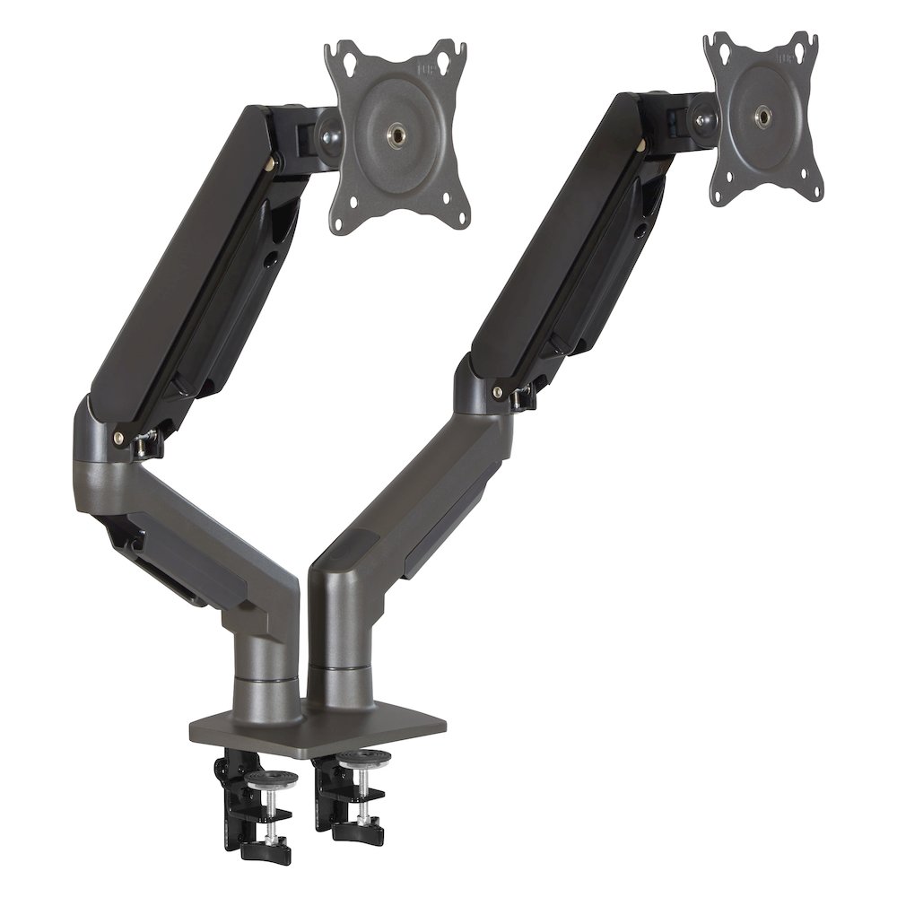 Double 27″ Monitor Arms in Charcoal