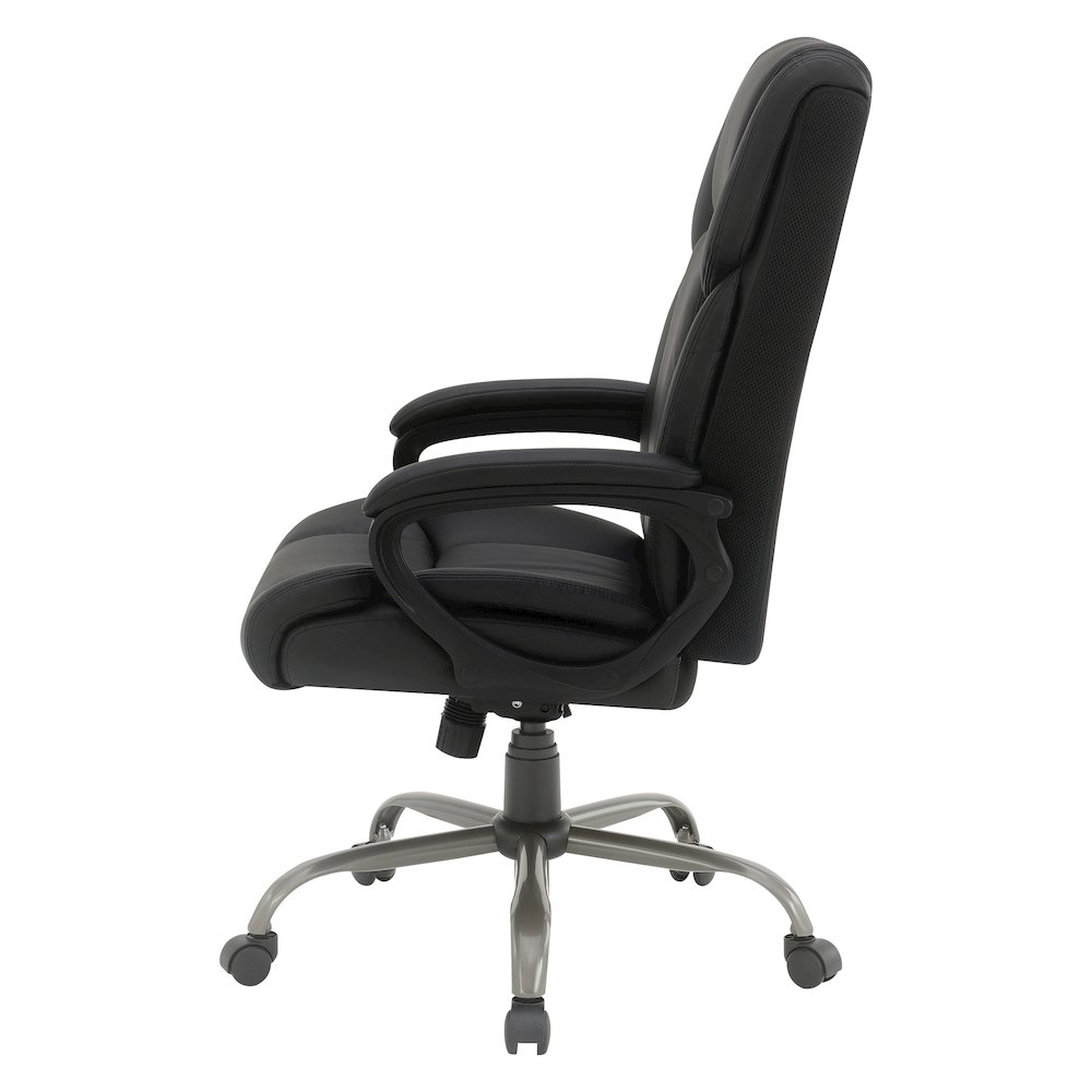 High-Back in Black Faux Leather Executive Chair with Padded Arms