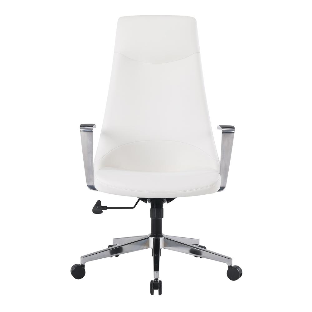 High Back Antimicrobial Fabric Chair with Fixed Padded Aluminum Arms and Chrome Base in Dillon Snow