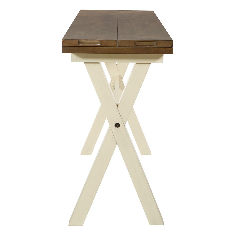 Albury Flip Top Table with Antique White Base and Wood Stain Top KD