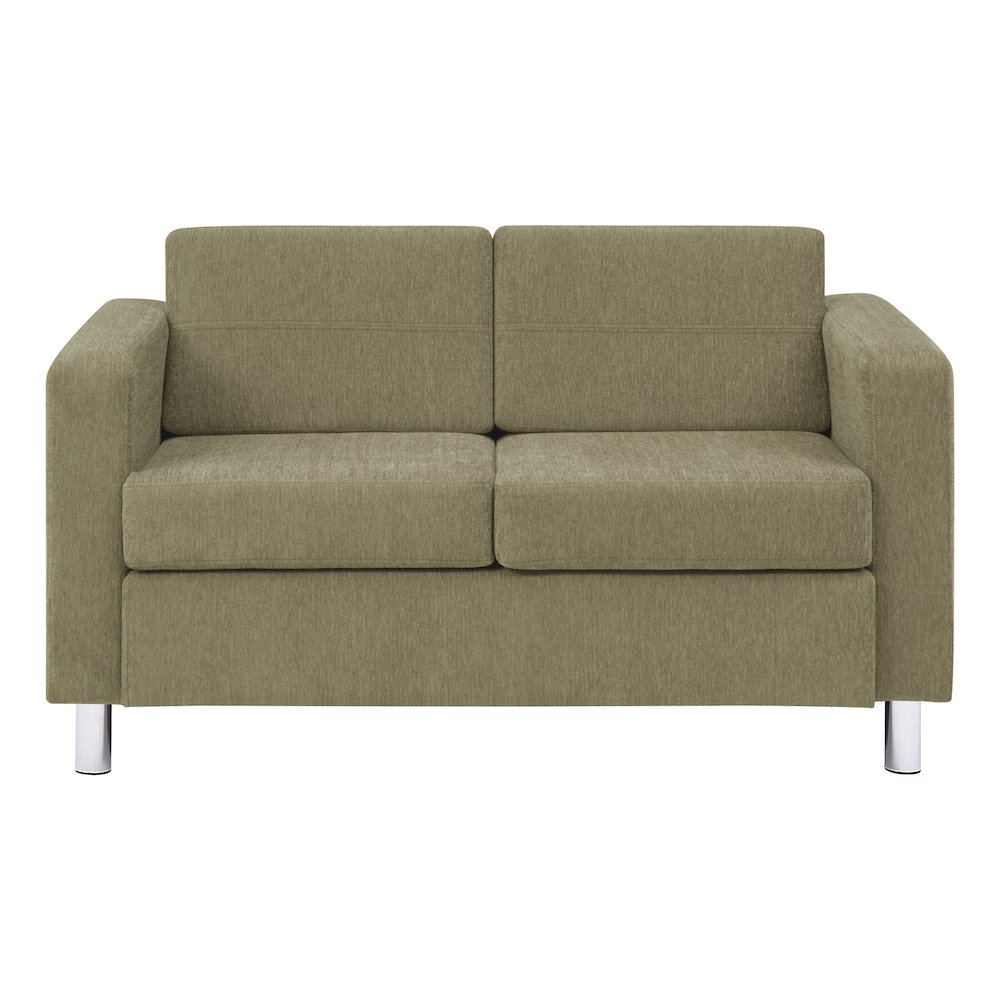 Pacific Loveseat in Sea Green Fabric with Chrome Legs