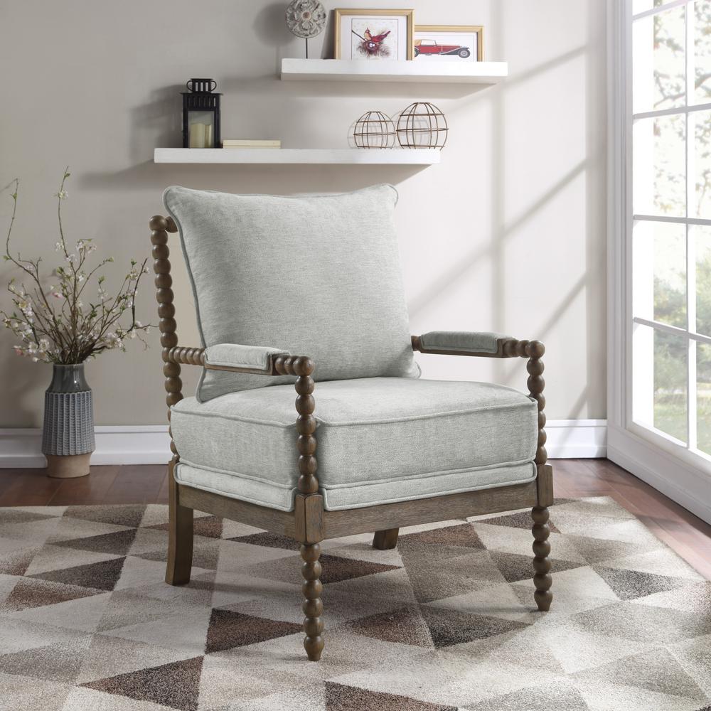 Fletcher Spindle Chair in Smoke Fabric with Brush Charcoal Finish