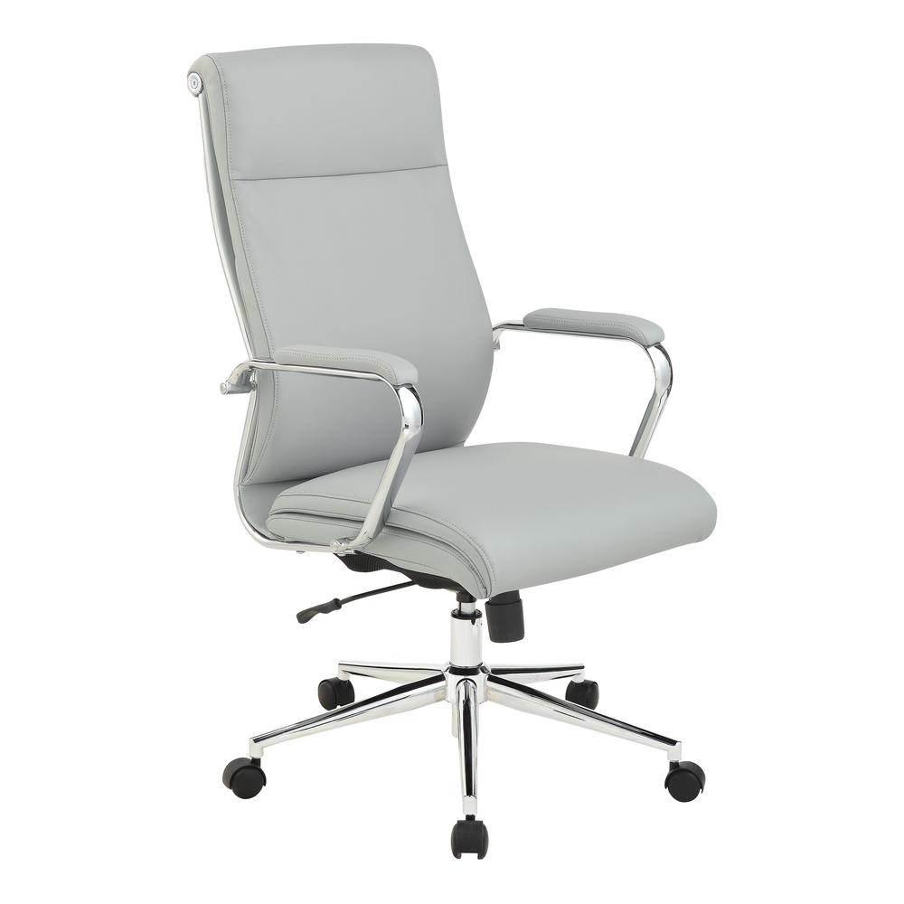 High Back Manager’s Chair with Dillon Steel Antimicrobial Fabric and Chrome Base
