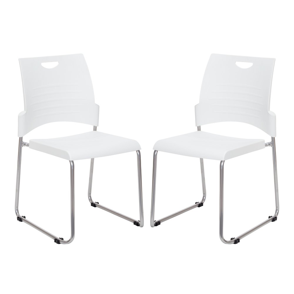 Stacking and Ganging Chairs with White Plastic Seat and Back 2 Pack