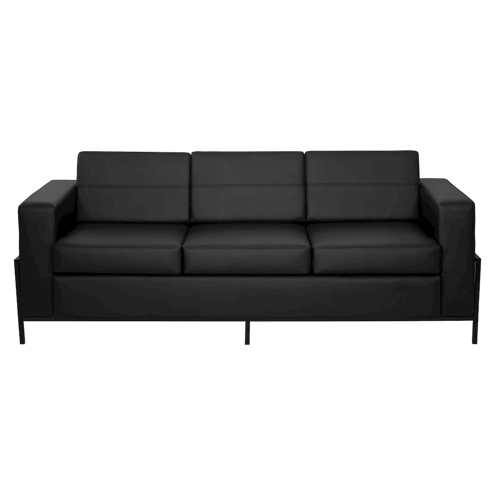 Arctic Sofa in Black Faux Leather with USB and USB-C Charging Stations